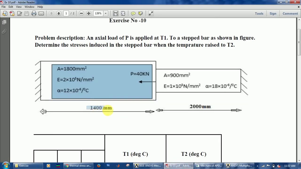 ANSYS Tutorial for Beginners - Thermal stress analysis of a stepped bar ...