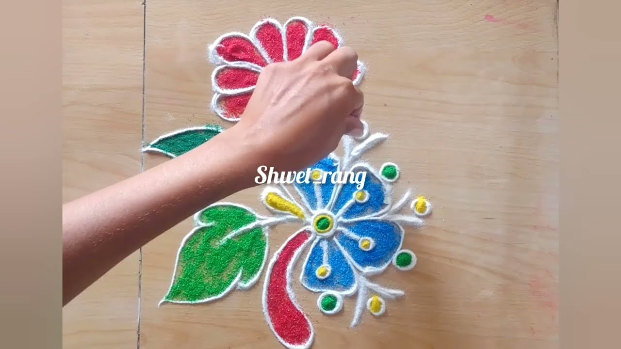 flower rangoli design #flowers #art #rangoli #design #easyrangoli #indianart #beautiful