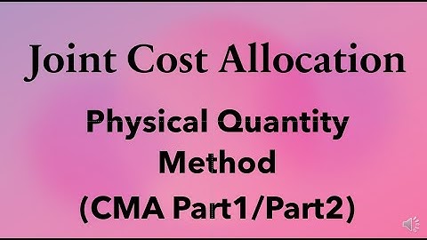 Joint Cost Allocation  Physical Unit Method(CMA Part1/.Part2)