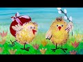 Как нарисовать Пасхальную открытку с цыплятами🐤🐥 Рисунок гуашью🎨