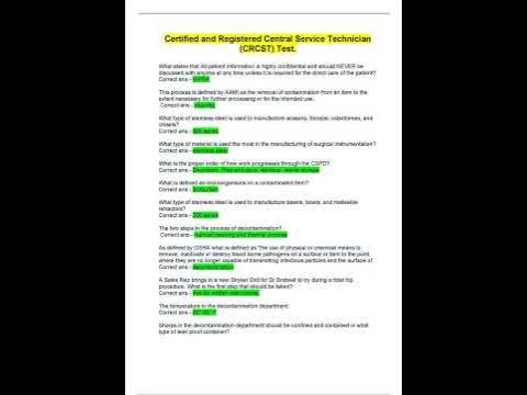IAHCSMM Exam Certified and Registered Central Service Technician CRCST