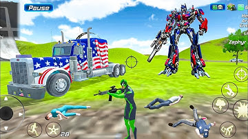 Rope Frog Ninja Hero Vegas Crime Simulator - New Transformers Robot - Android Gameplay