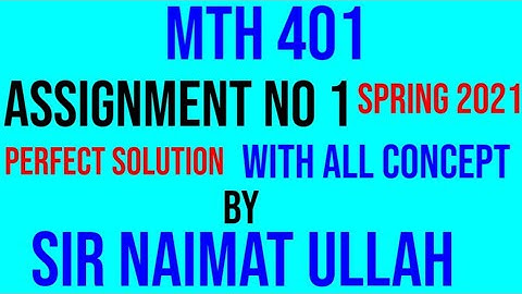 MTH401 assignment no 1 solution 2021|MTH 401|assignment 1|Differential equation|Solution|VU.