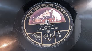 Strike The Lyre Sung By The Gresham Singers Male Voice Quartet Rare 78 rpm
Heres Strike The Lyre Sung By The Gresham Singers Male Voice Quartet from a rare 78 rpm shellac record released pre 1920.
The Gresham Singers were a British Male Quartet that Toured extensively during the 1920s. Their repertoire ranged from Madrigals, through the glee repertoire, to folk song arrangements. Members: Charles Flinn, Greeves Johnson, Leonard Salisbury, Hatherley Clarke. They recorded for HMV
The Lyre is an ancient Greek instrument resembling the harp. Strike The Lyre Sung By The Gresham Singers Male Voice Quartet Rare 78 rpm