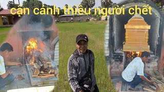 cận cảnh. làm lễ hỏa táng tại lò thiêu .của người Campuchia. quay đầy đủ chi tiết.