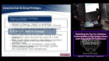 BsidesRI 2013   1 3 Exploiting the Top Ten Database Vulnerabilities and Misconfigurations   Josh Sha