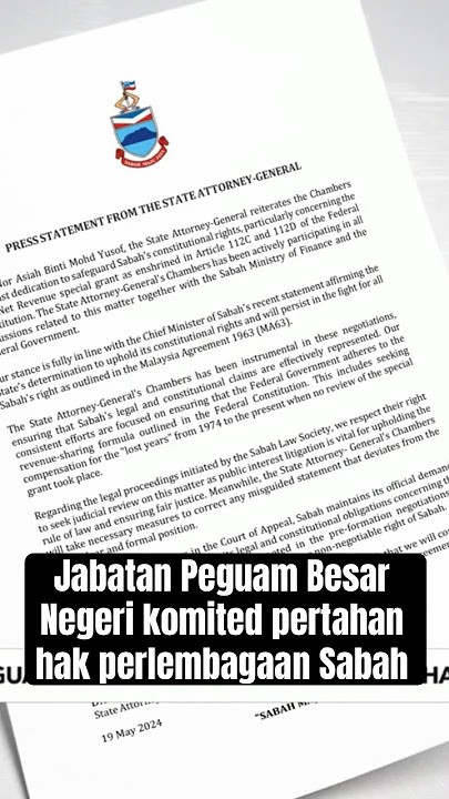 Jabatan Peguam Besar Negeri komited pertahan hak perlembagaan Sabah