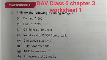 DAV Class 6 maths chapter 3 worksheet 1 ।। Class 6 math chapter 3 worksheet 1 dav public school