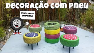 Decoração de jardim com pneu