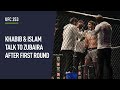 Khabib and Islam give Zubaira instructions in between rounds at UFC 253