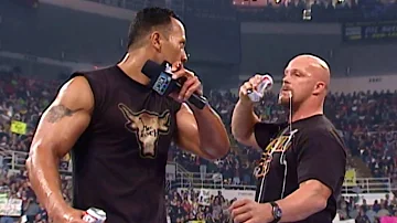 The Rock and “Stone Cold” Steve Austin start a full-out brawl: SmackDown, Mar. 29, 2001