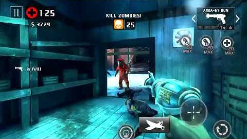 Dead trigger 2 0.6.0 ice map with Area 51 gun & metal storm iOS on hard take no damage TDU 55+