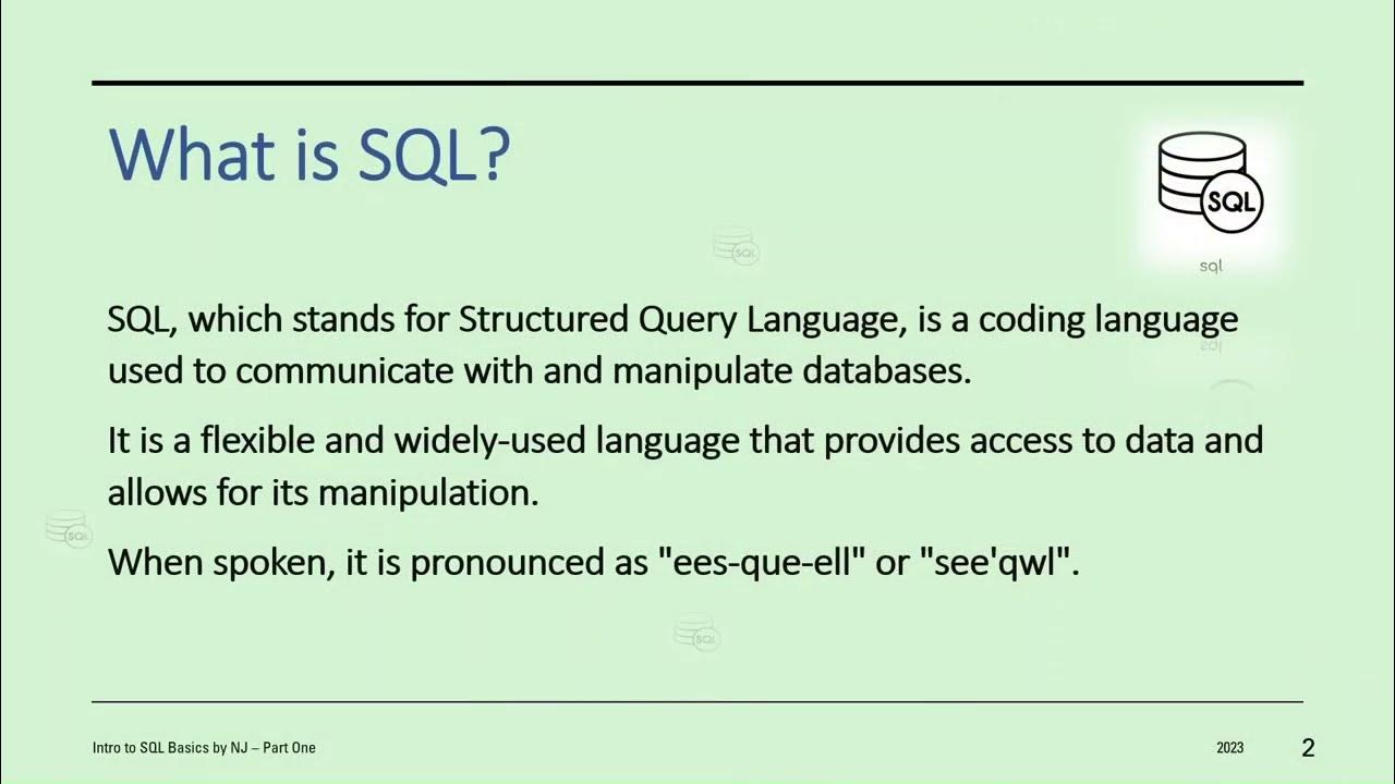 SQL Intro (Basics P1) - YouTube