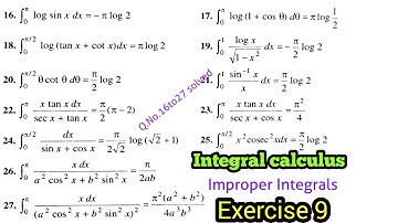 Integral calculus exercise 9 Improper Integrals General theorem on definite integrals chapter 9 sol.
