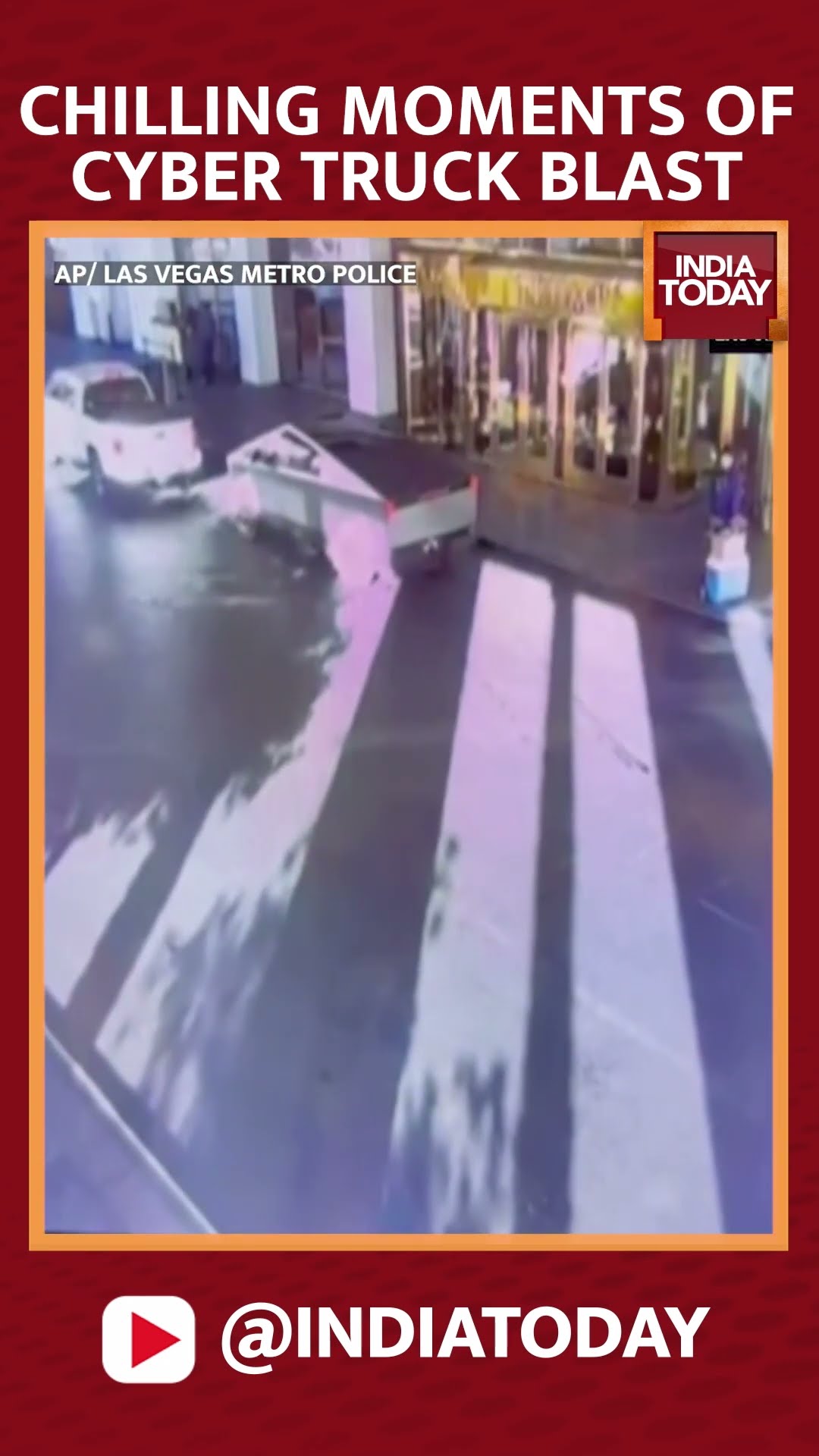 On Cam Tesla Cybertruck Explodes At Trump's Las Vegas Hotel | CCTV Of Cybertruck Blast