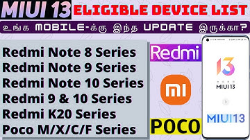 MIUI 13 Eligible Device List | MIUI 13 Launching Today | MIUI 13 Roadmap | Tamil