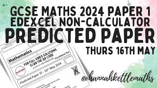 GCSE Maths Predicted Paper Edexcel Foundation NonCalculator 16th May 2024 | GCSE Maths Revision