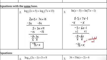 Algebra 2 Unit 3 Lesson 5: Solving Logs and Exponentials Part 1 Notes