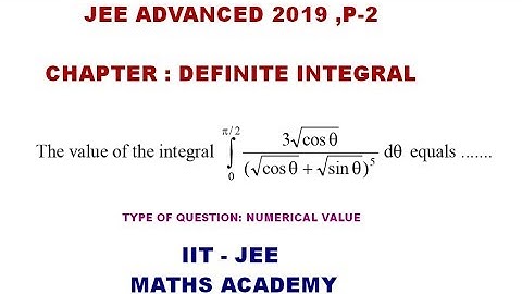 DEFINITE INTEGRAL JEE ADVANCED 2019 PAPER  2