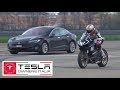 Tesla vs Tuned GT-R R35 vs Ducati 1199 Panigale - Drag Racing Accelerations on Airstrip!