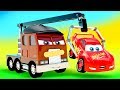 Little Cars Stories Color Track in Cars City. New Truck with Crane Machine Hand