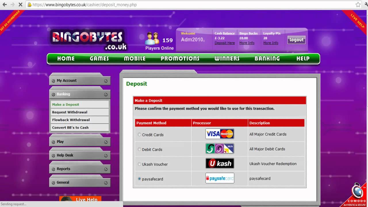 Bingo sites accept paysafecard