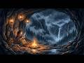 Deep Cave Sanctuary⛈️ Heavy Rain &amp; Thunder Outside, Cozy Peaceful Cave Inside | Ghibli Rain Ambience