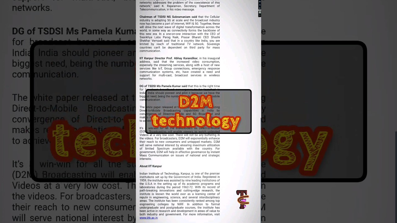 D2M TECHNOLOGY | Without internet connection watch video...| IIT Kanpur and other institutions