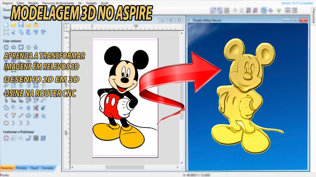 Como Fazer MODELOS 3D no ASPIRE com IMAGENS | Entalhe 3D na Router CNC