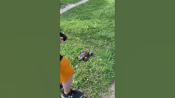 Traxxas rustler 4x4 vxl jumping on a dirt track!