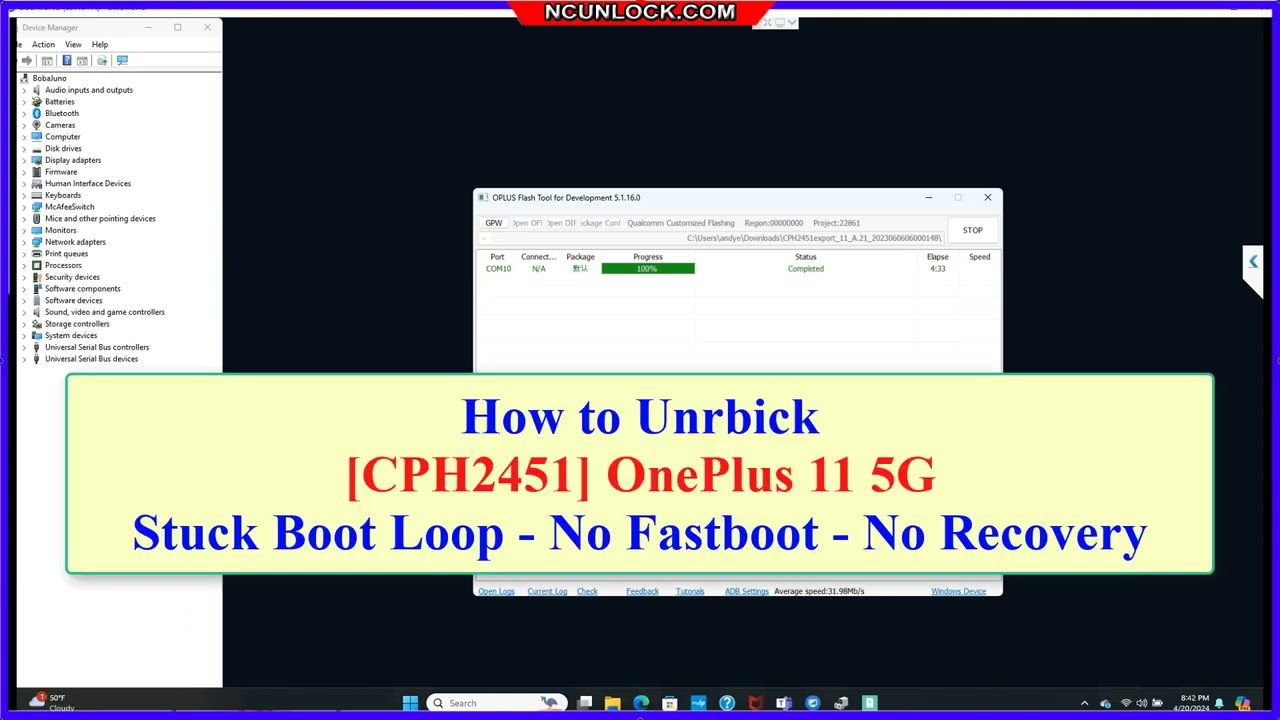 [CPH2451] How to Fix OnePlus 11 5G Stuck Boot Loop -  No Fastboot - No Recovery