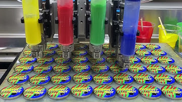 soft enamel dispensing machine coloring metal keychain | metal badge painting machine