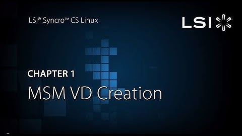 Chapter 1: MSM VD Creation