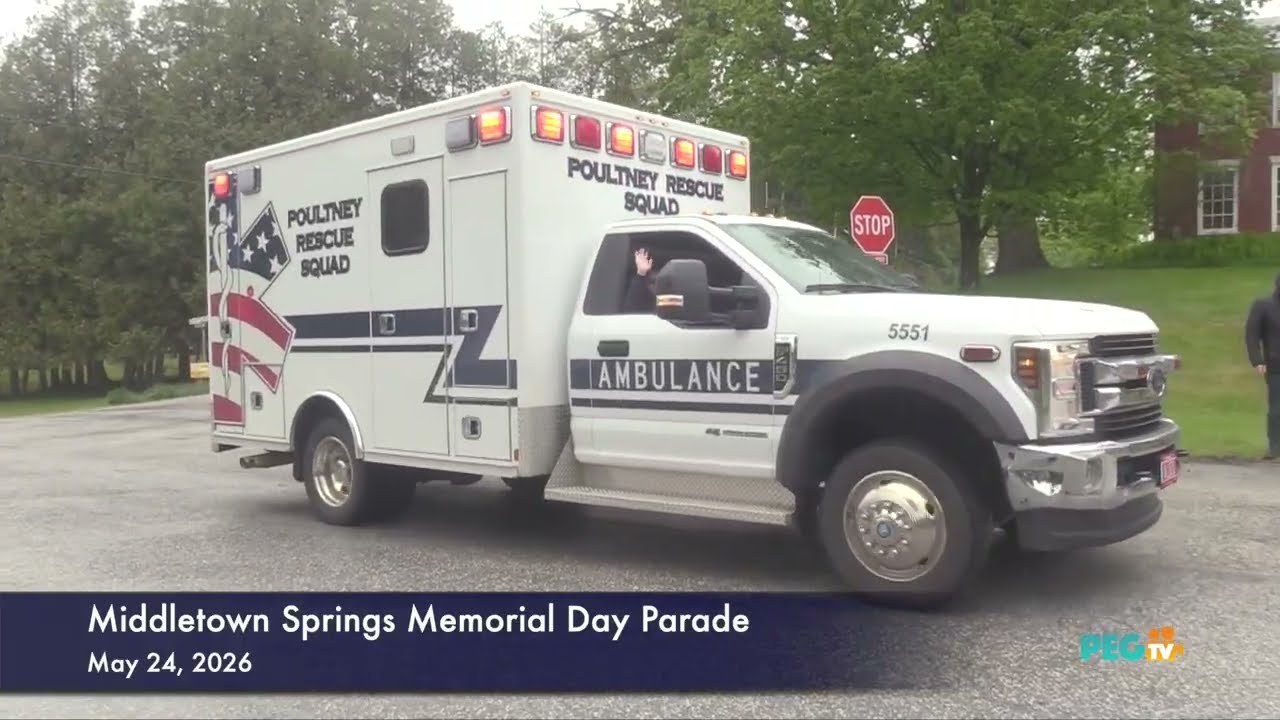 Middletown Springs Memorial Day Parade 
May 24, 2026

Tentative Order of Parade:
Police Cruise
American Flag
Veterans
250th Anniversary
Middletown Springs Fire Department 
Tractors 
Poultney Fire Department 
98.1 JJR
105.3 Cat Country
Poultney Rescue Ambulance
Girl Scouts
Tinmouth Fire Department
Middletown Springs Public Library
End Addiction
ATVs
Wells Fire Department
Christ the King