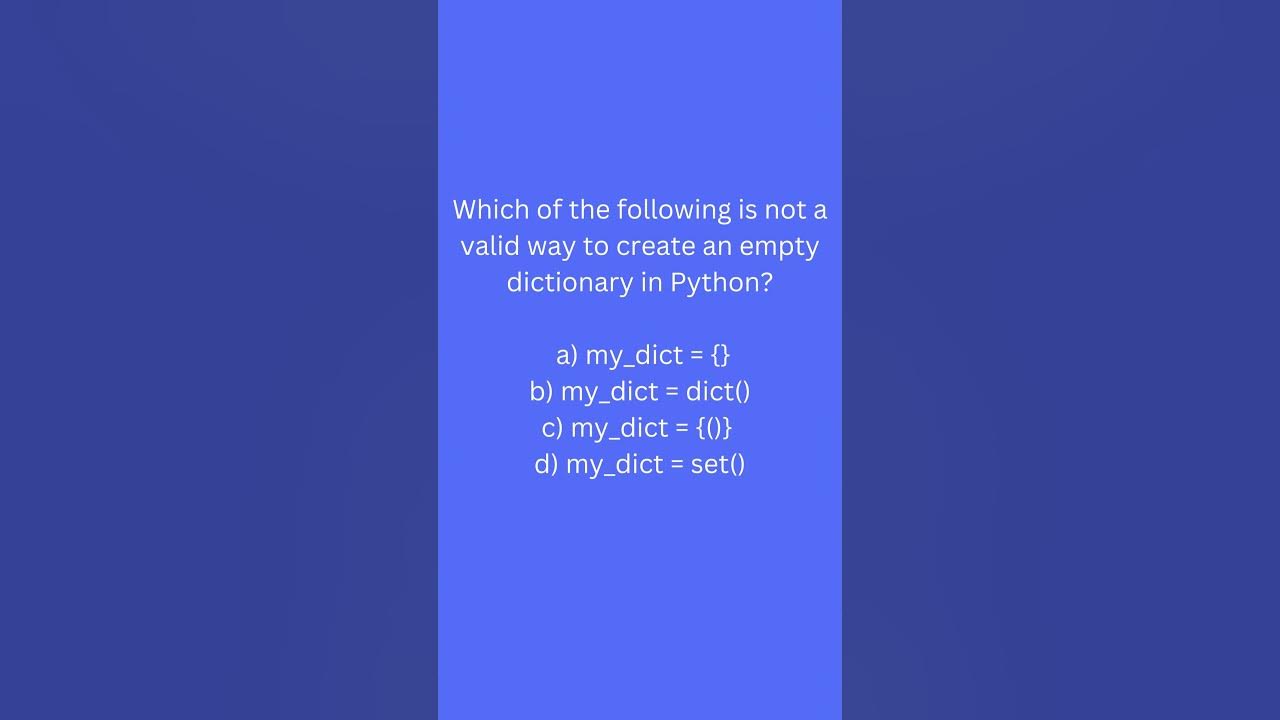 Dictionary in Python mcq - YouTube