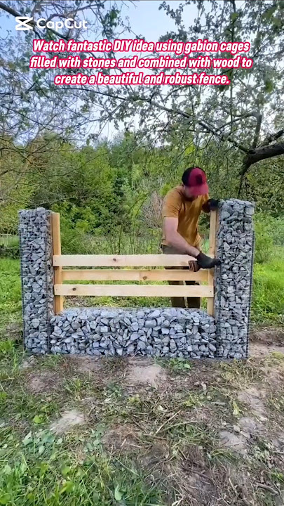 Gabion Wall DIY: Build a Beautiful & Strong Fence with Stones and Wood #garden #home #homedecor #how