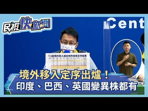 快新聞／境外移入定序出爐！印度、巴西、英國病毒株都有 只剩南非Beta沒出現－民視新聞