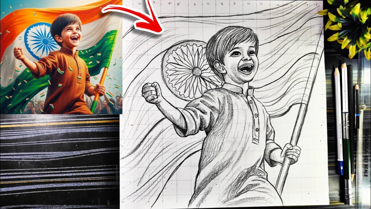 Republic Day Drawing, 26 January Drawing, Happy Republic Day Drawing, 76 Republic Day Poster Drawing