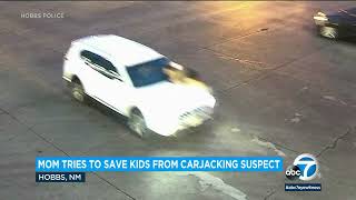 Video: Mom hangs on to hood of stolen car containing young children l ABC7