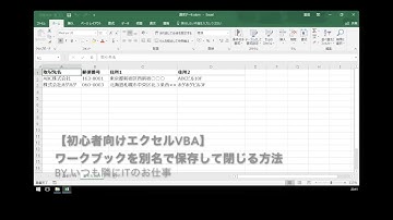 【初心者向けエクセルVBA】ワークブックを別名で保存して閉じる方法