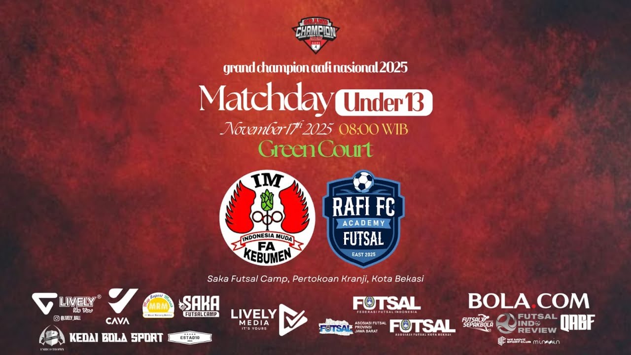 LIVE🔴 Matchday U13 – Indonesia Muda Kebumen VS Rafi FA | Grand Champion AAFI Nasional 2025