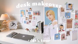DESK MAKEOVER + desk tour ☁️(anime, kpop, korean inspired)