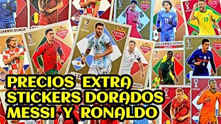 Precios Extra Stickers Dorados Panini Leonel Messi y Cristiano Roanldo/Qatar 2022/FIFA Mundial