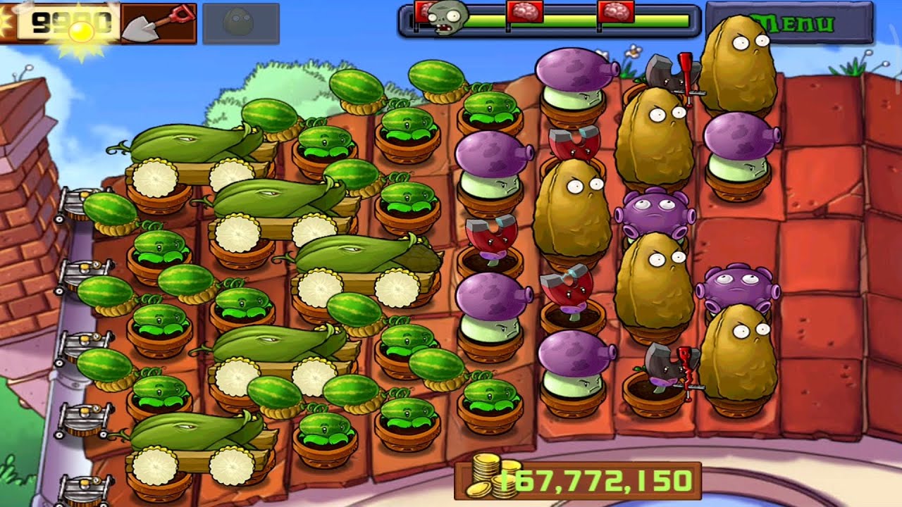 Roof Level Pogo Party Plants vs Zombies Mini Games with wallnuts full HD Gameplay video YouTube