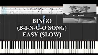 BINGO SONG (B-I-N-G-O) | EASY PIANO TUTORIAL FOR BEGINNERS (SLOW) || WITH MUSIC SHEET Resimi