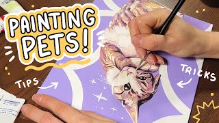 TIPS & TRICKS ✦ how I paint pet portraits in acrylic gouache | freelance illustrator