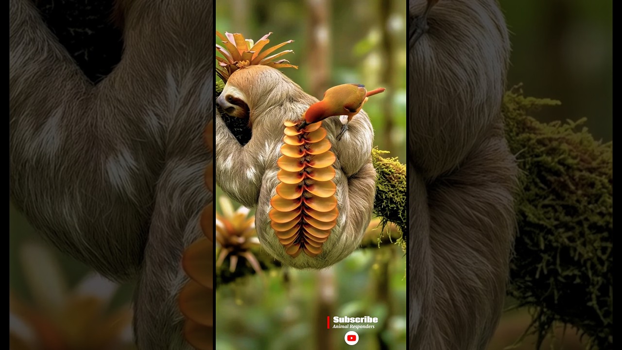 Hoffmann’s sloth relieved by rufous motmot 🦥