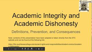 Academic Integrity and Academic Dishonesty
