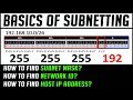 Basics of Subnetting | How to find Subnet Mask, Network ID, Host IP Address from CIDR Value | 2018