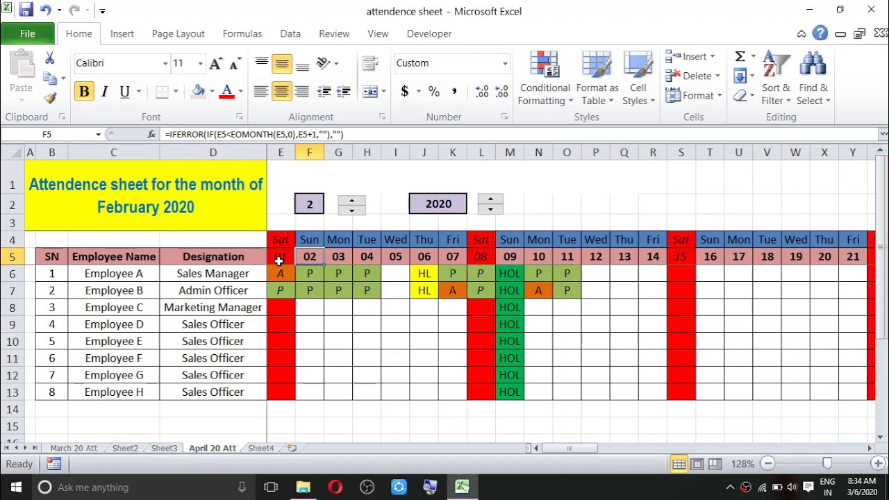 Automatic Employee Attendance Tracking Sheet In Excel Track Employee